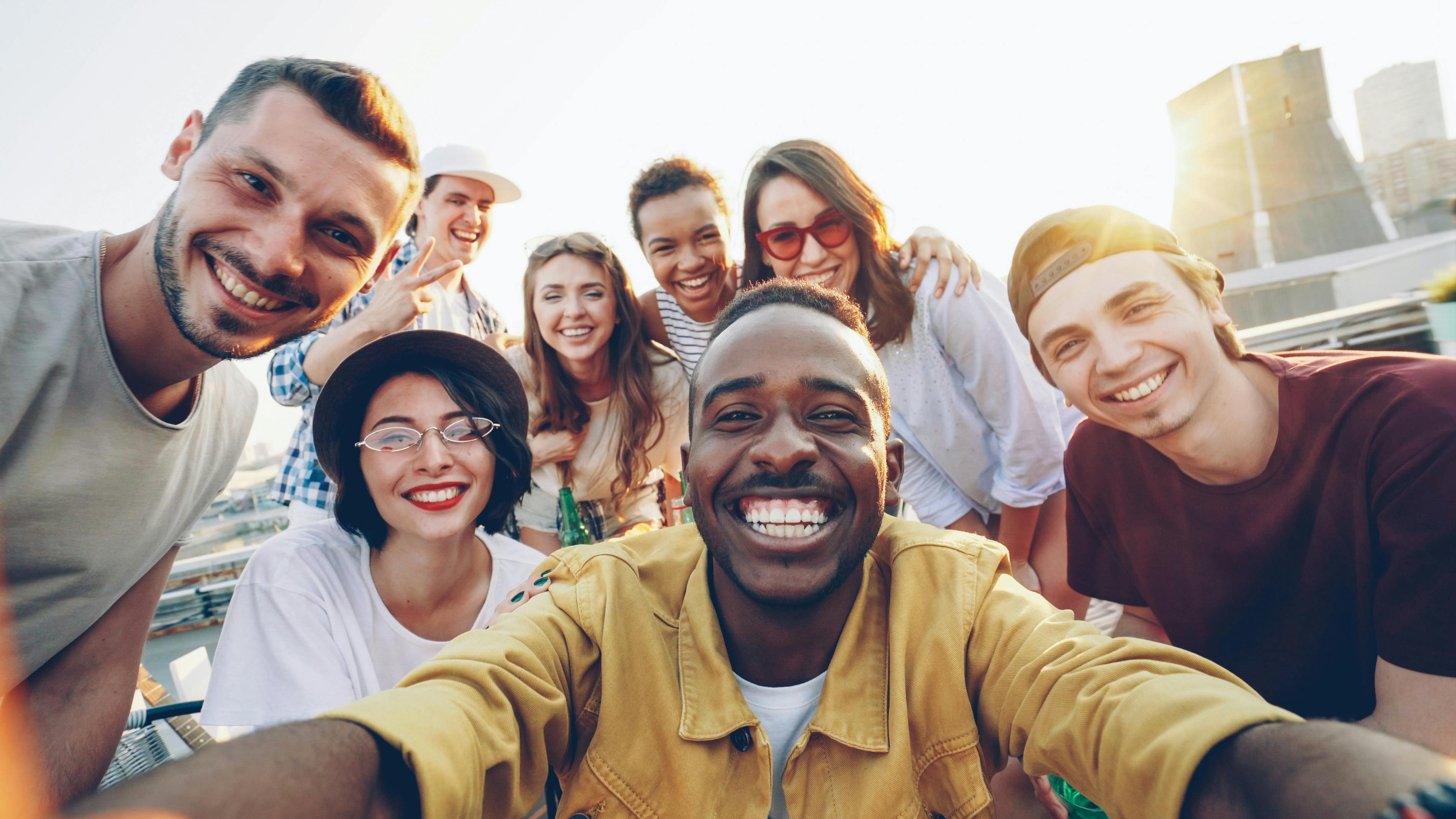 Diverse group of friends together